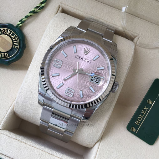 116234 Pink waves diamond Oyster Bracelet Rolex Datejust 36