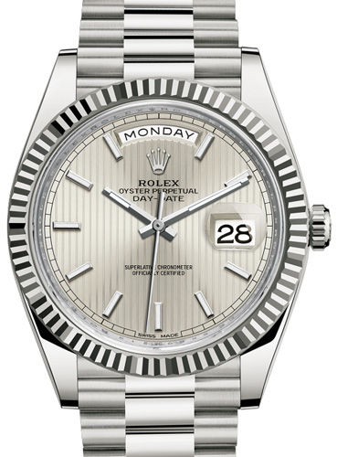 228239 silver stripe motif dial Rolex Day-Date 40