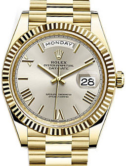 228238 silver bevelled deconstructed Roman Rolex Day-Date 40