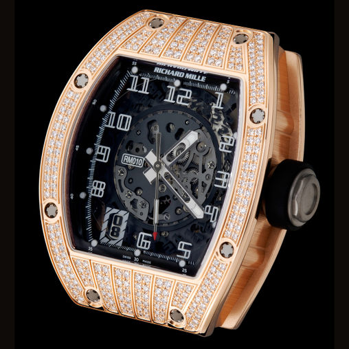 RM 010 Skeletonized Automatic Rose Gold diamond be Richard Mille Mens collectoin RM 001-050