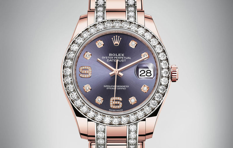 86285 Aubergine diamonds dial Diamond-set Pearlmas Rolex Pearlmaster