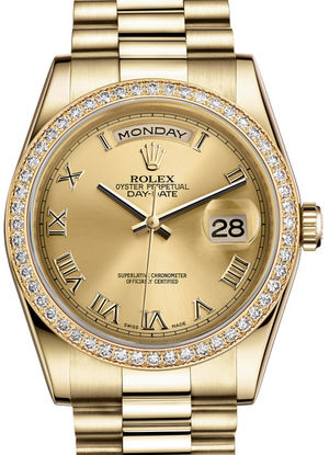 118348 Champagne Roman dial Rolex Day-Date 36
