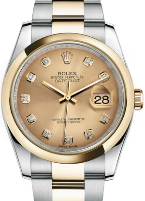 116203 Champagne set with diamonds Oyster Bracalet Rolex Datejust 36
