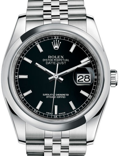 116200 Black index Jubilee Bracelet Rolex Datejust 36