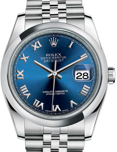 116200 Blue Roman Jubilee Bracelet Rolex Datejust 36