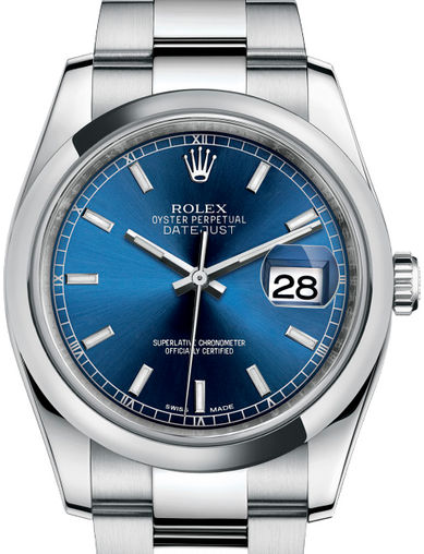 116200 Blue index Oyster Bracelet Rolex Datejust 36