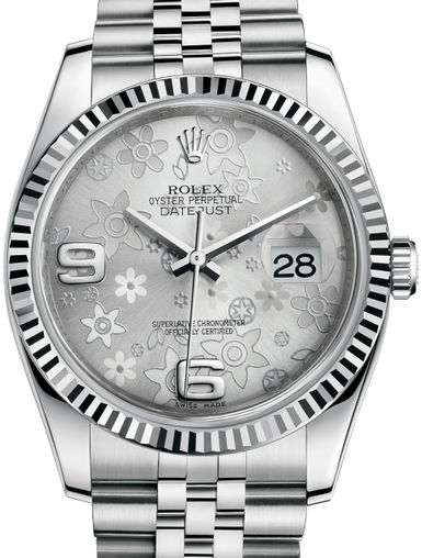 116234 Silver floral motif Jubilee Bracelet Rolex Datejust 36