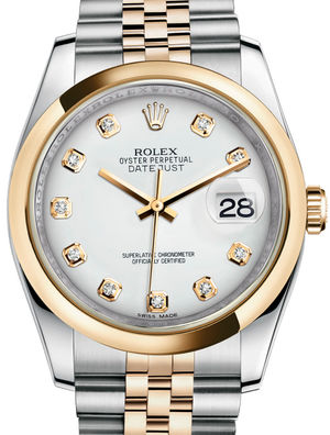 116203 White set with diamonds Jubilee Bracelet Rolex Datejust 36