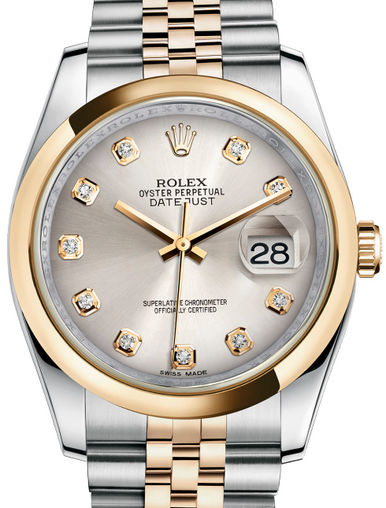 116203 Silver set with diamonds Jubilee Bracelet Rolex Datejust 36