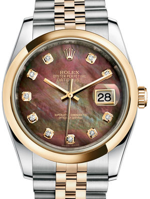 116203 Black mother-of-pearl set with diamonds JB Rolex Datejust 36