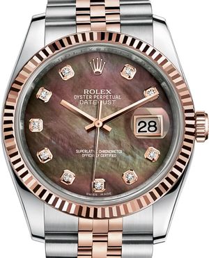 116231 Black mother-of-pearl set with diamonds JB Rolex Datejust 36