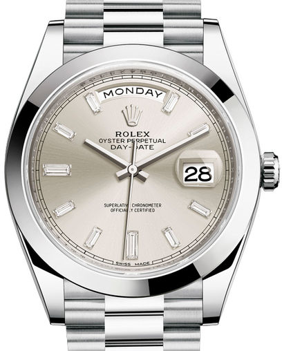 228206 Silver set with diamonds Rolex Day-Date 40