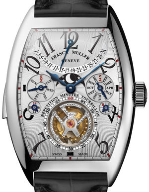 8880 RM T QP White Gold Black Leather Strap Franck Muller Cintree Curvex