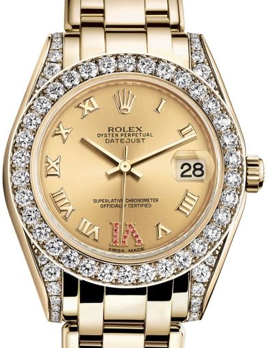 81158 Champagne set with rubies Rolex Pearlmaster