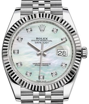 126334 White mother-of-pearl set with diamonds Rolex Datejust 41