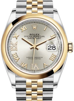 126203 Silver set with diamonds Jubilee Rolex Datejust 36