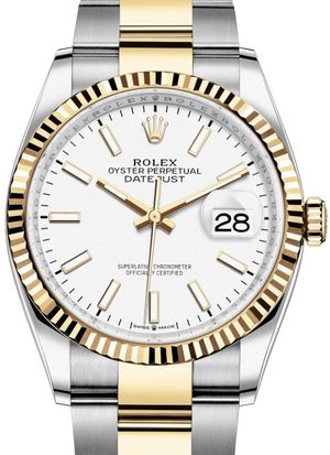 126233 White Index Chromalight Rolex Datejust 36