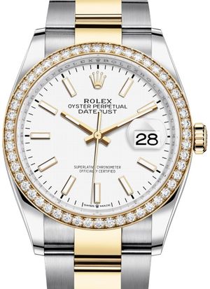 126283RBR White Index Chromalight Rolex Datejust 36