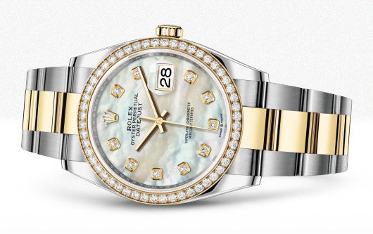 126283RBR White mother-of-pearl set with diamonds Rolex Datejust 36
