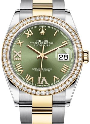 126283RBR Olive green set with diamonds Rolex Datejust 36