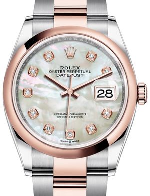 126201 White mother-of-pearl set with diamonds Rolex Datejust 36