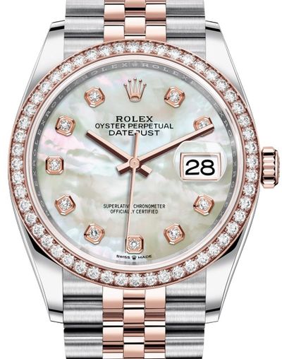126281RBR White mother-of-pearl set with diamonds Rolex Datejust 36