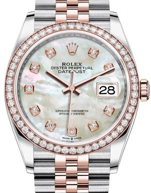 126281RBR White mother-of-pearl set with diamonds Rolex Datejust 36
