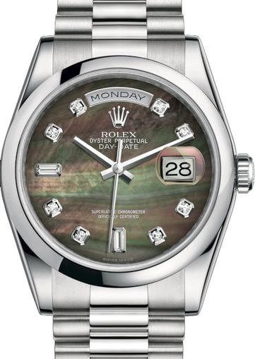 118206 Black mother-of-pearl set with diamonds Rolex Day-Date 36