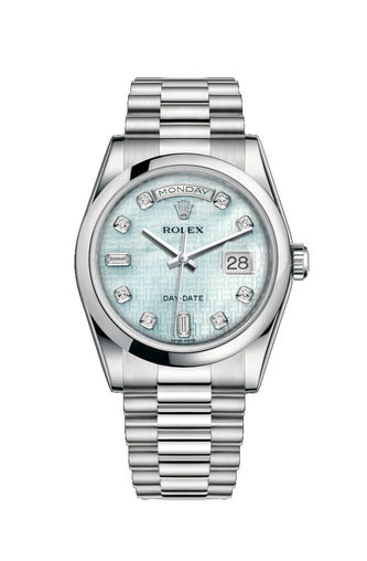118206 Platinum mother-of-pearl with oxford motif Rolex Day-Date 36