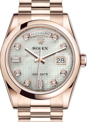 118205 White mother-of-pearl with oxford motif Rolex Day-Date 36