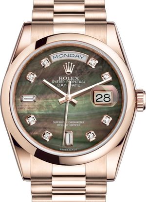 118205 Black mother-of-pearl set with diamonds Rolex Day-Date 36