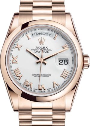 118205 White with gold Roman numerals Rolex Day-Date 36
