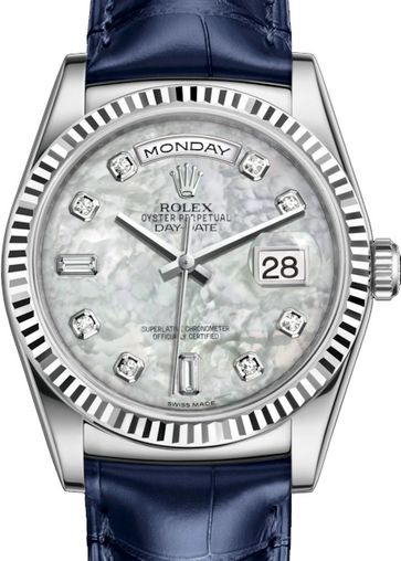 118139 White mother-of-pearl set with diamonds Rolex Day-Date 36