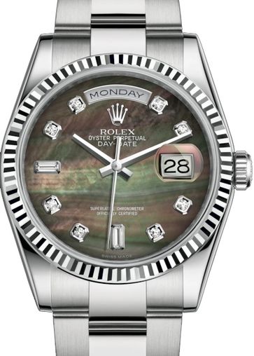 118239 Black mother-of-pearl set with diamonds Rolex Day-Date 36