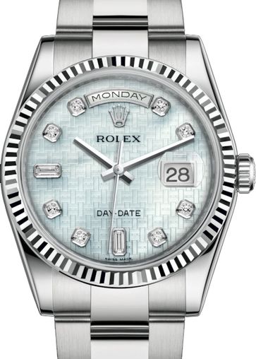 118239 Platinum mother-of-pearl with oxford motif Rolex Day-Date 36
