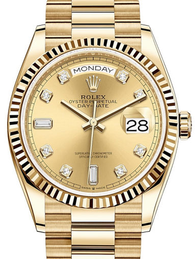 128238 Champagne-colour set with diamonds Rolex Day-Date 36