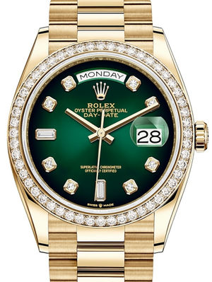 128348RBR Green ombre set with diamonds Rolex Day-Date 36