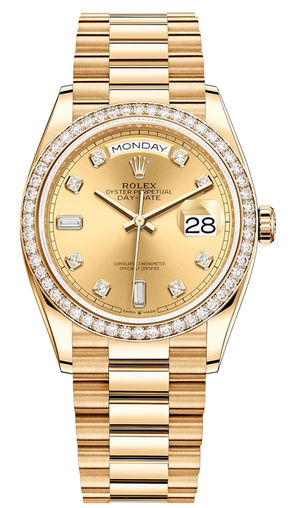 128348RBR Champagne-colour set with diamonds Rolex Day-Date 36