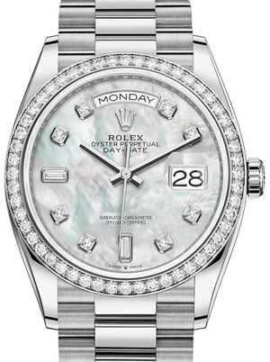 128349RBR White mother-of-pearl set with diamonds Rolex Day-Date 36