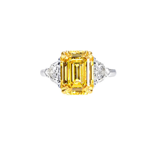 yellow emerald cut diamond with shield shape side GRAFF Classic