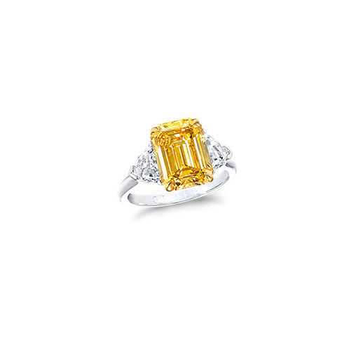 yellow emerald cut diamond with shield shape side GRAFF Classic