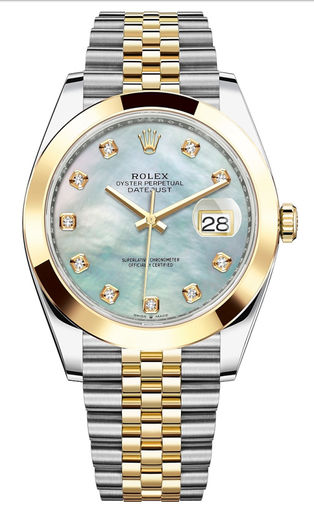 126303 White mother-of-pearl set with diamonds JB Rolex Datejust 41