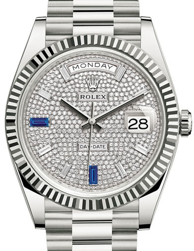 228239 Paved with diamonds and sapphires Rolex Day-Date 40