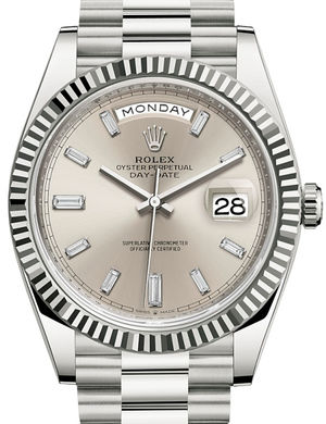 rolex day date silver