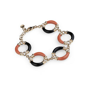 rose gold bracelet, diamonds, red coral, onyx Verdi Gioielli Rock-n-Roll