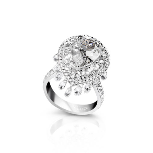 white gold ring with brilliant cut diamonds Verdi Gioielli Opera