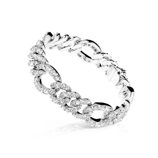 White gold “gourmette” bracelet with diamonds Verdi Gioielli Opera