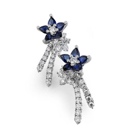 White gold earrings diamonds and blue sapphires Verdi Gioielli Soul