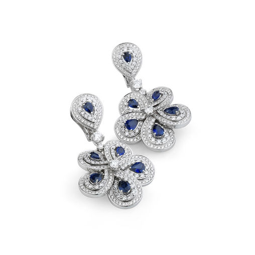White gold earrings diamonds and blue sapphires 2 Verdi Gioielli Soul