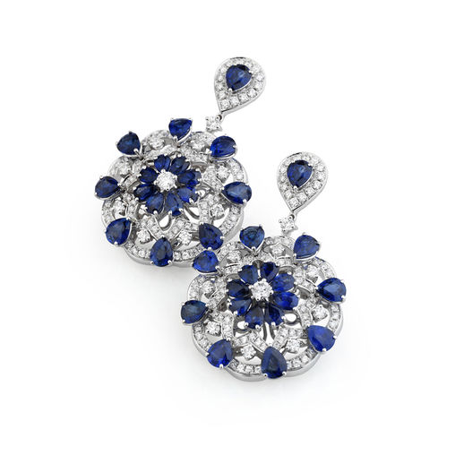 White gold earrings diamonds and blue sapphires 3 Verdi Gioielli Soul